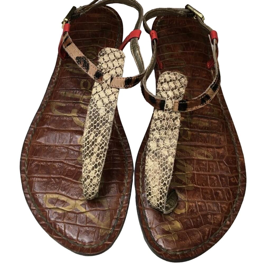 Sam Edelman Gigi Women's Size 8 Thong Sandals Leather Snake Animal Print